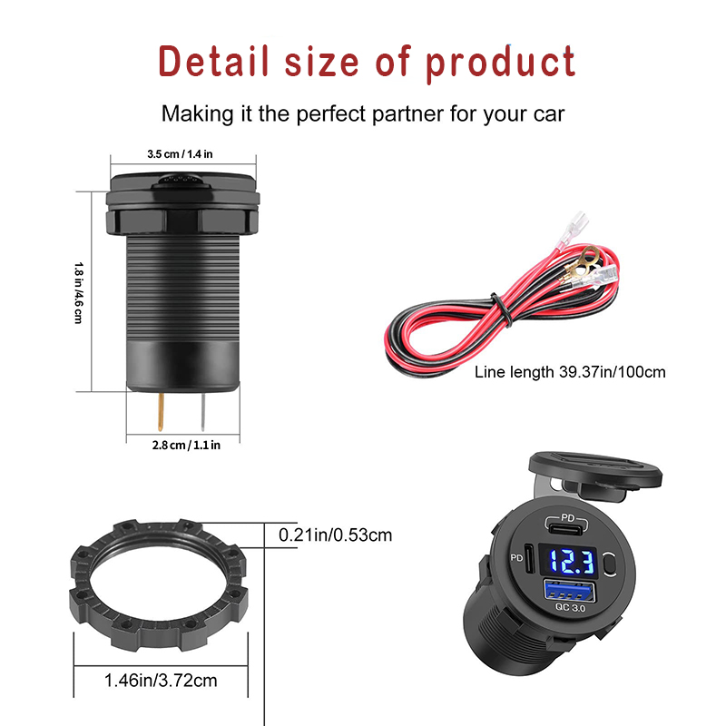 usb 12v car pd qc