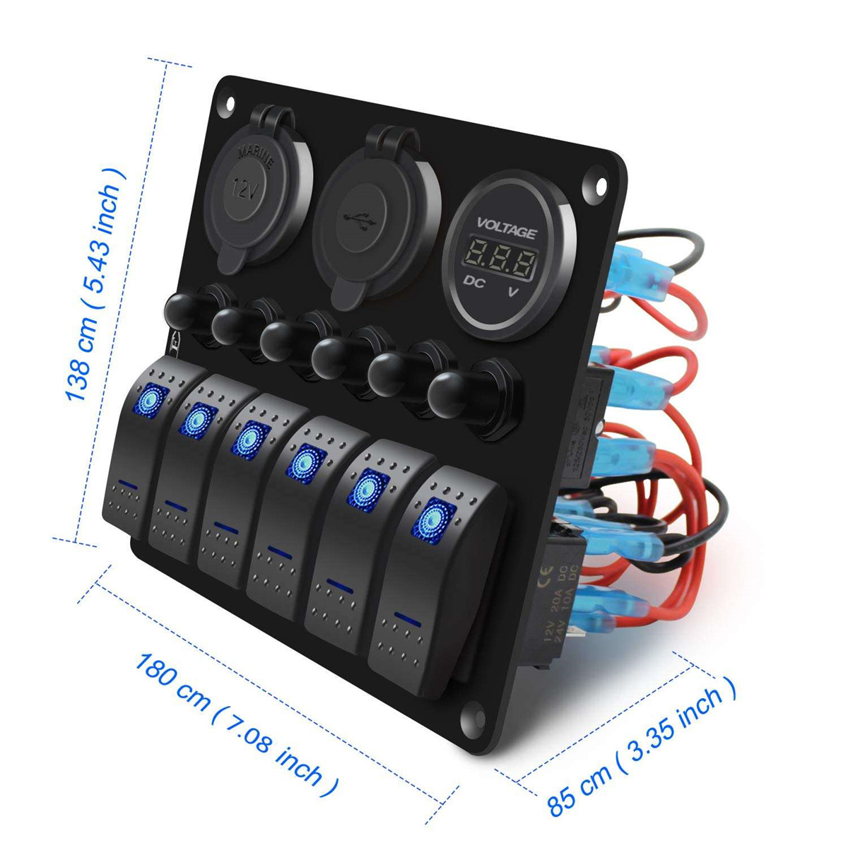 Comutator de lumini LED albastru cu 6 grupuri-2 (2)